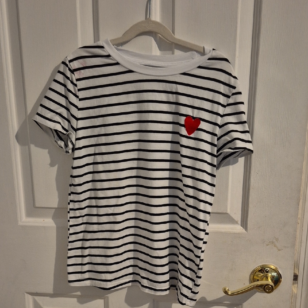 Striped Kids Shirt with Heart Patch